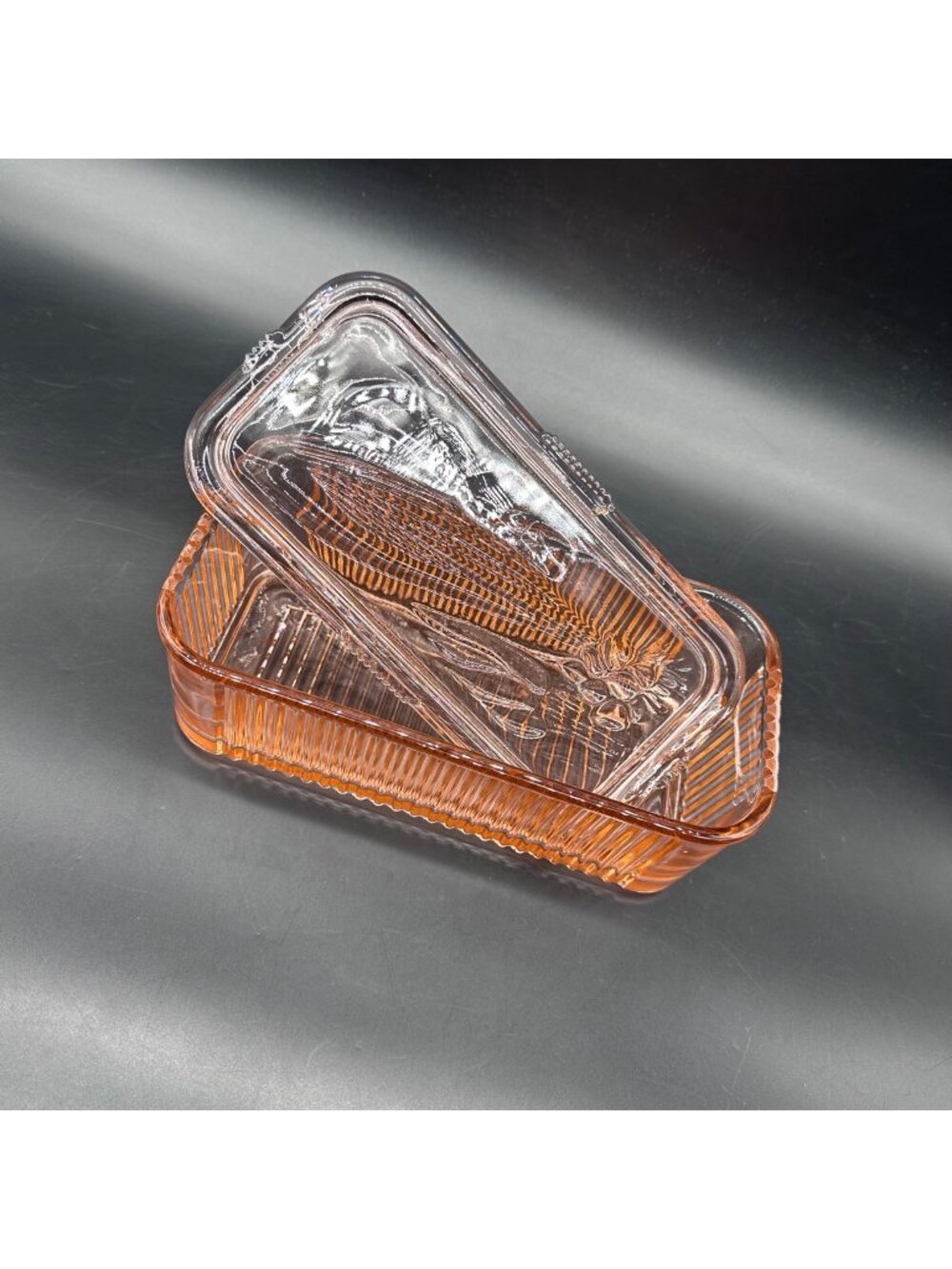Vintage Pink Glass Refrigerator Dish Mid Century Fridgie Rectangle Food storage